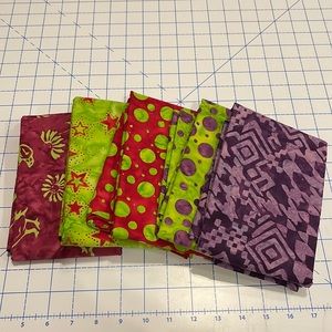 Batik Lime Red Purple Cotton 5 Piece Pack